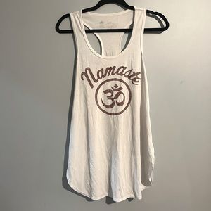 Peaceful warrior white racer back tank top size medium namaste yoga